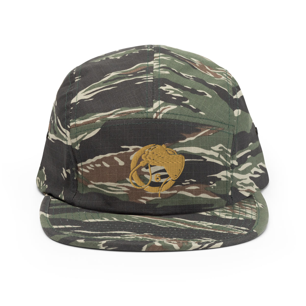 Signal Field CAP (EMBROIDERED) by Prizm Nexus-6 — front view. An embroidered camp cap informed by Death In June's visual world.