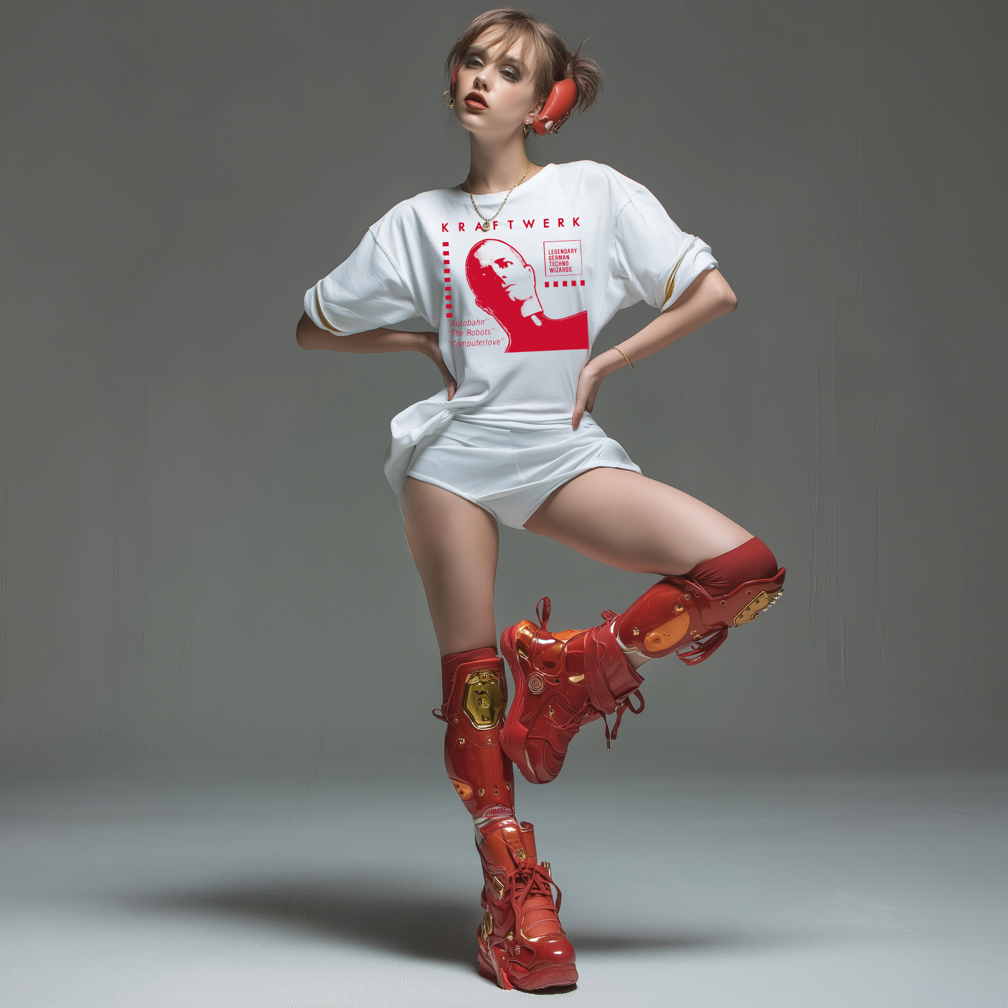 Kraftwerk Archive Flyer Tee — Comfort Colors 1717 (White / Red Print)