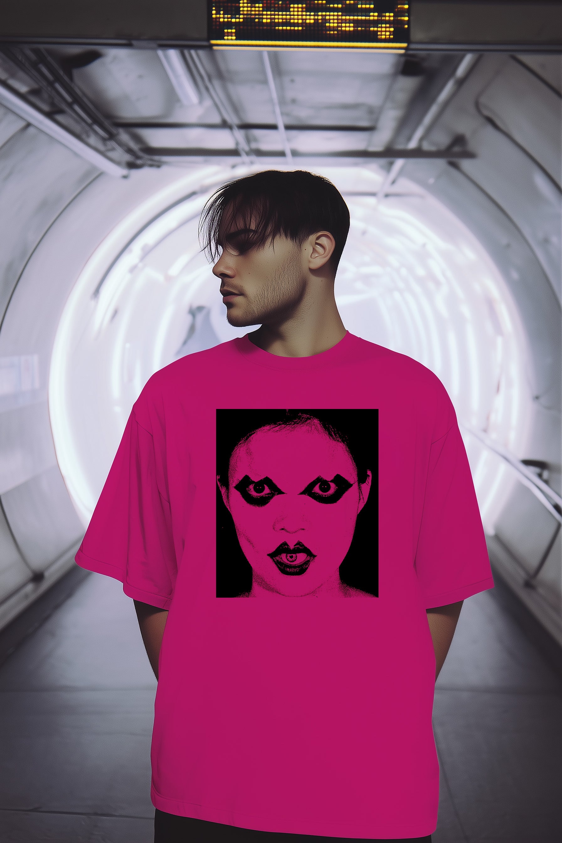 Narcissus Protocol Tee — Avant-Garde Japanese Photography Graphic T-Shirt (Heliconia & Tropical Blue)