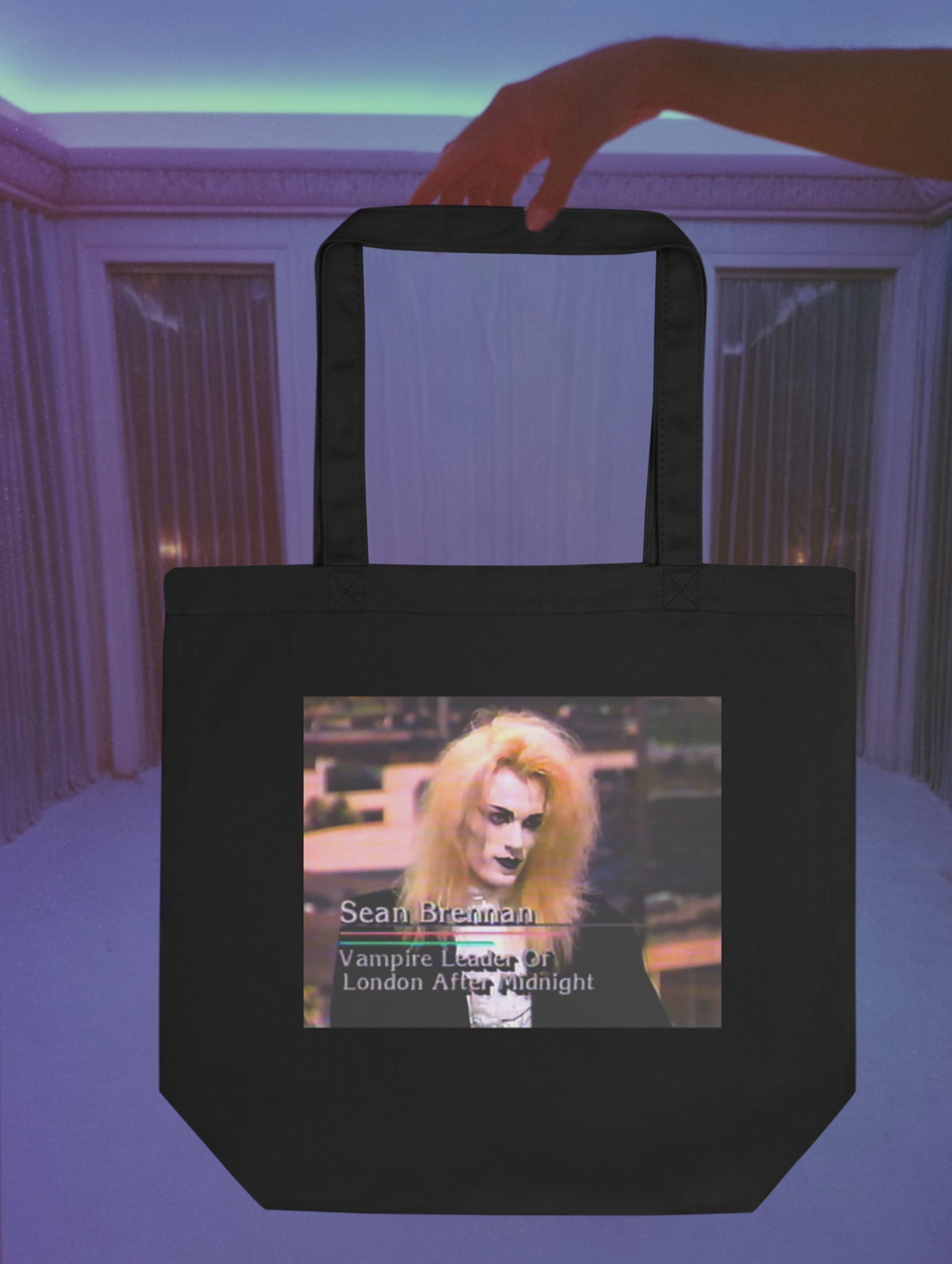 After Midnight Black Canvas Tote Bag | Retro Analog Aesthetic Tote