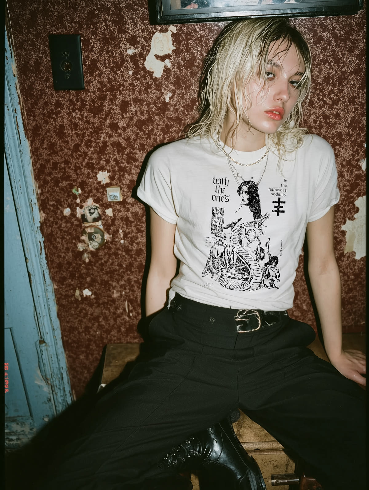 Psychick Transmission Tee by Prizm Nexus-6 — product presentation. A Natural graphic tee inspired by Thee Temple ov Psychick Youth.