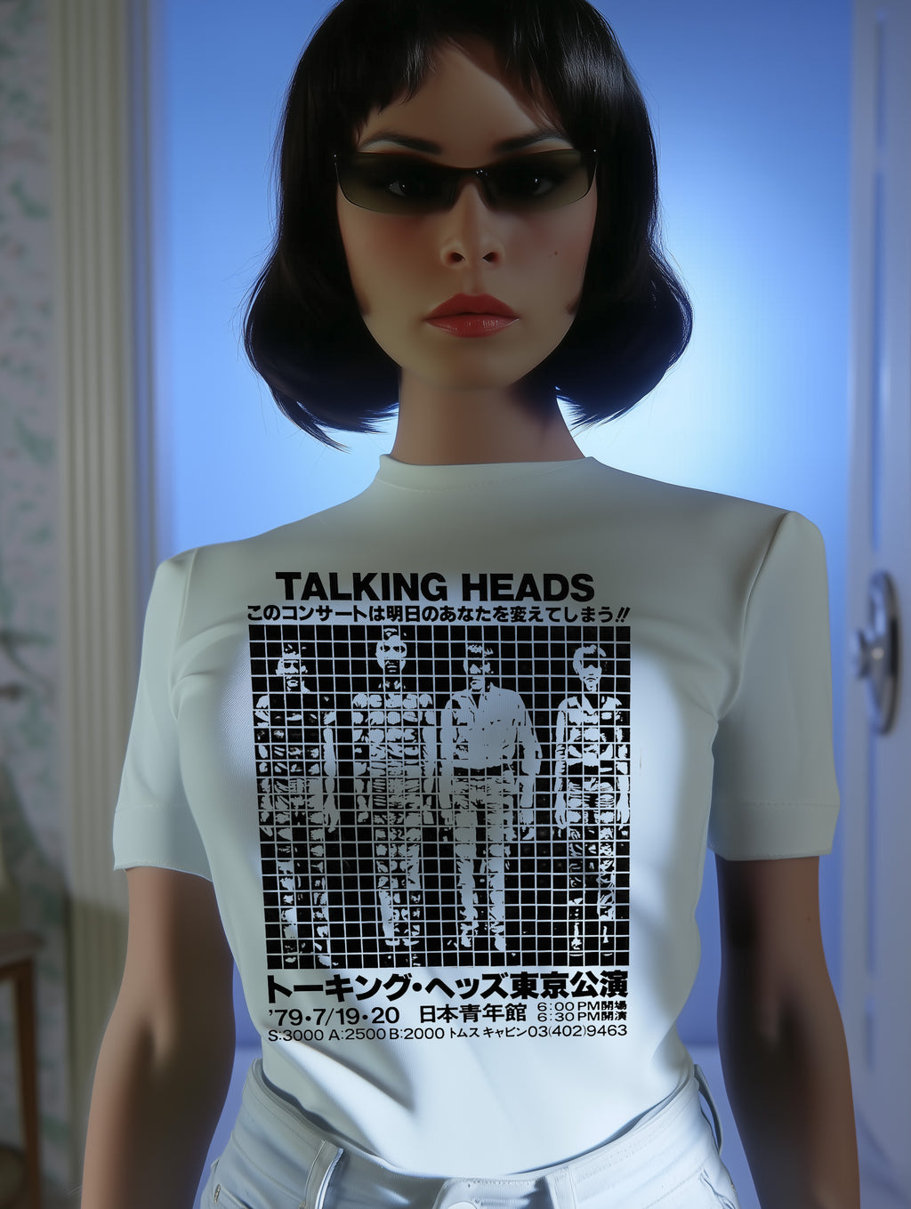 Talking Heads Tokyo Transmission Tee — Vintage Japanese Concert Flyer Graphic on White T-Shirt