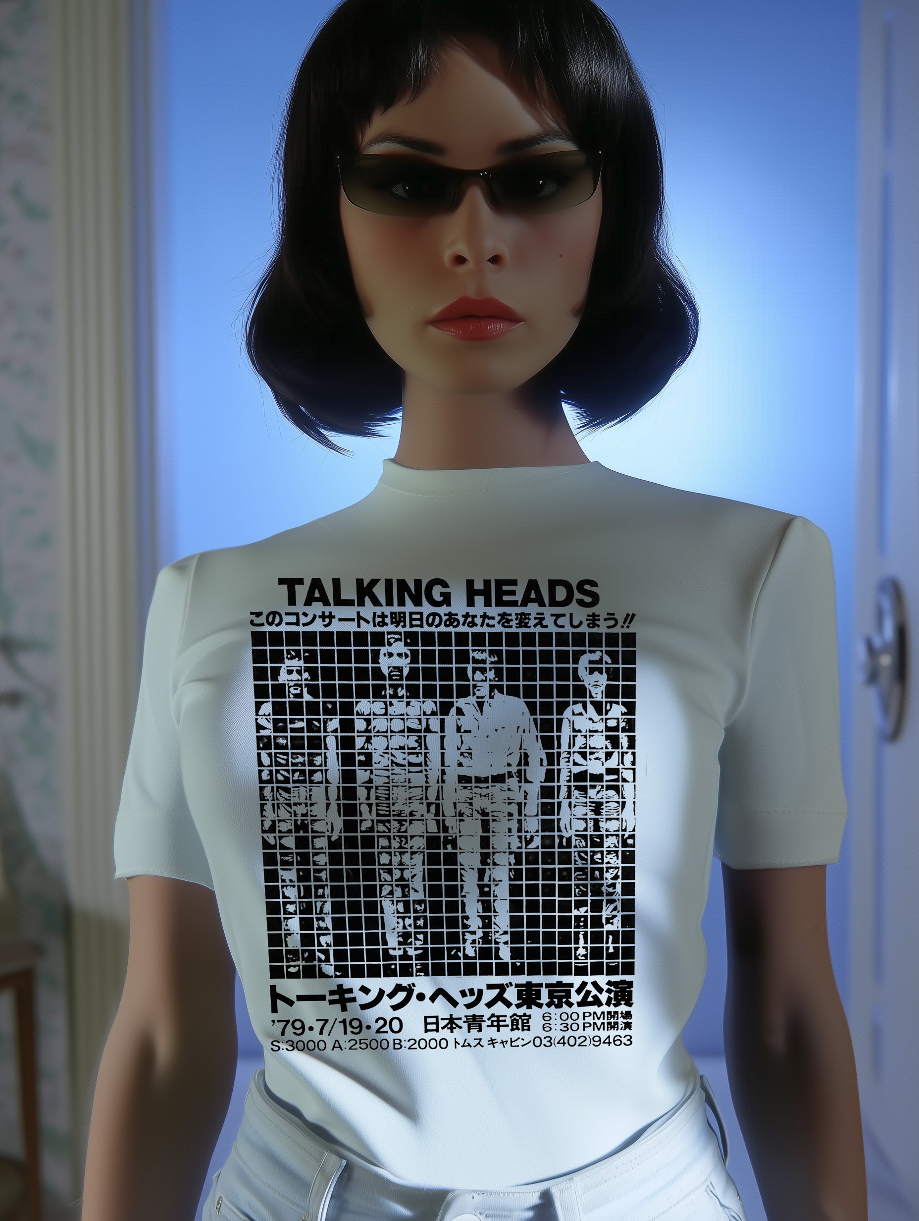 Talking Heads Tokyo Transmission Tee — Vintage Japanese Concert Flyer Graphic on White T-Shirt