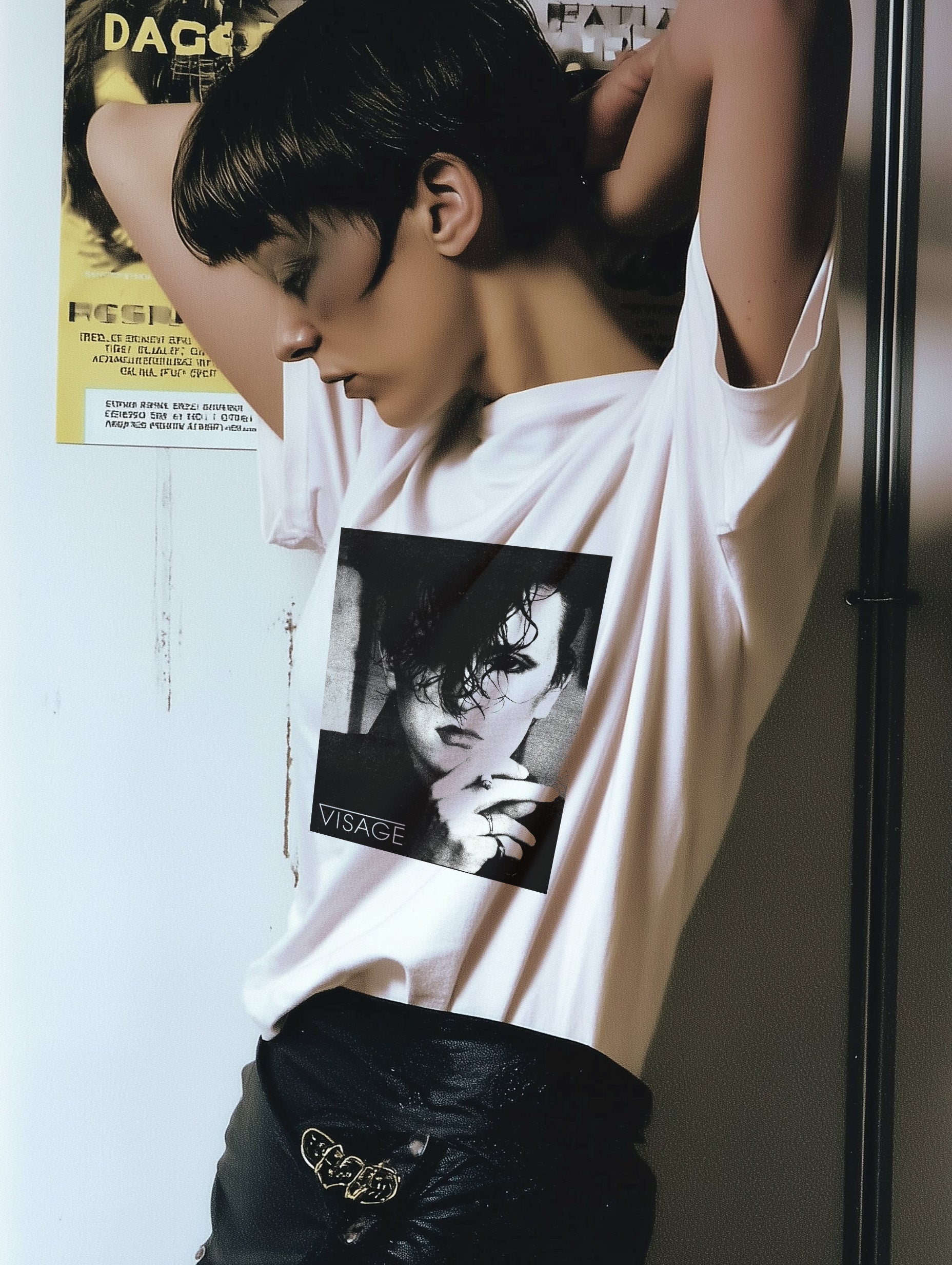 Visage Shadow Portrait Graphic T-Shirt | Comfort Colors 1717 White Unisex Vintage Style Tee