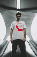 Kraftwerk Archive Flyer Tee — Comfort Colors 1717 (White / Red Print)