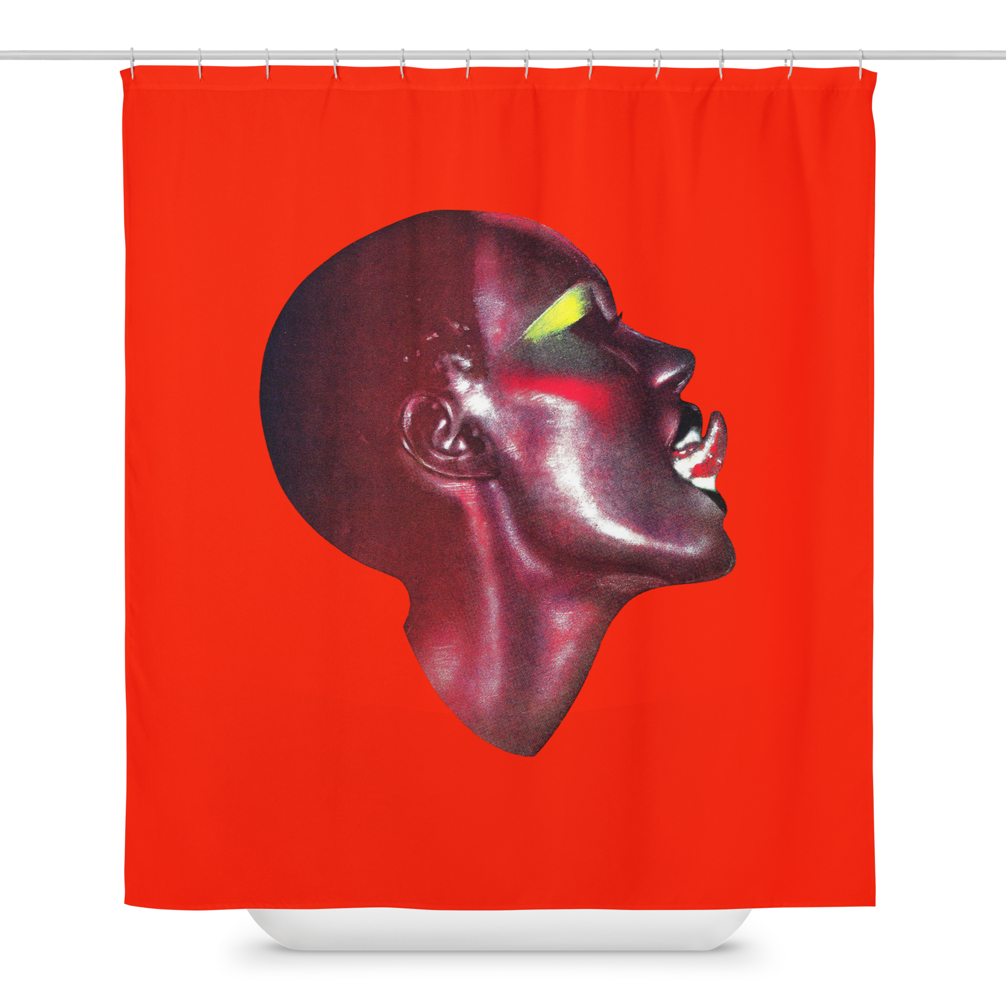 Grace Jones Icon Shower Curtain – Cult New Wave Bathroom Art – Red Statement Decor