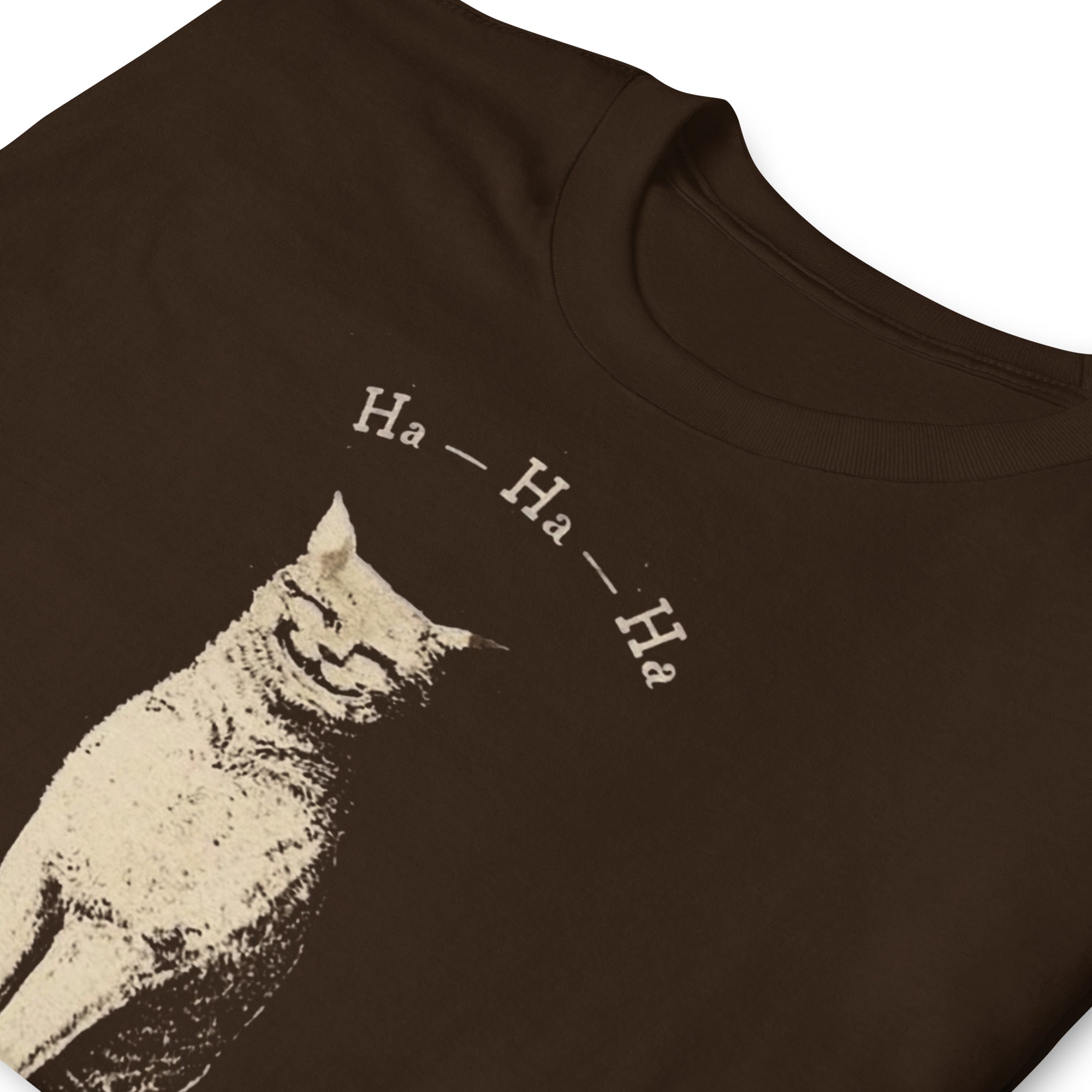 “I’ve Eaten the Canary” Tee — Vintage Cat Postcard Graphic on Dark Chocolate (Gildan 64000)