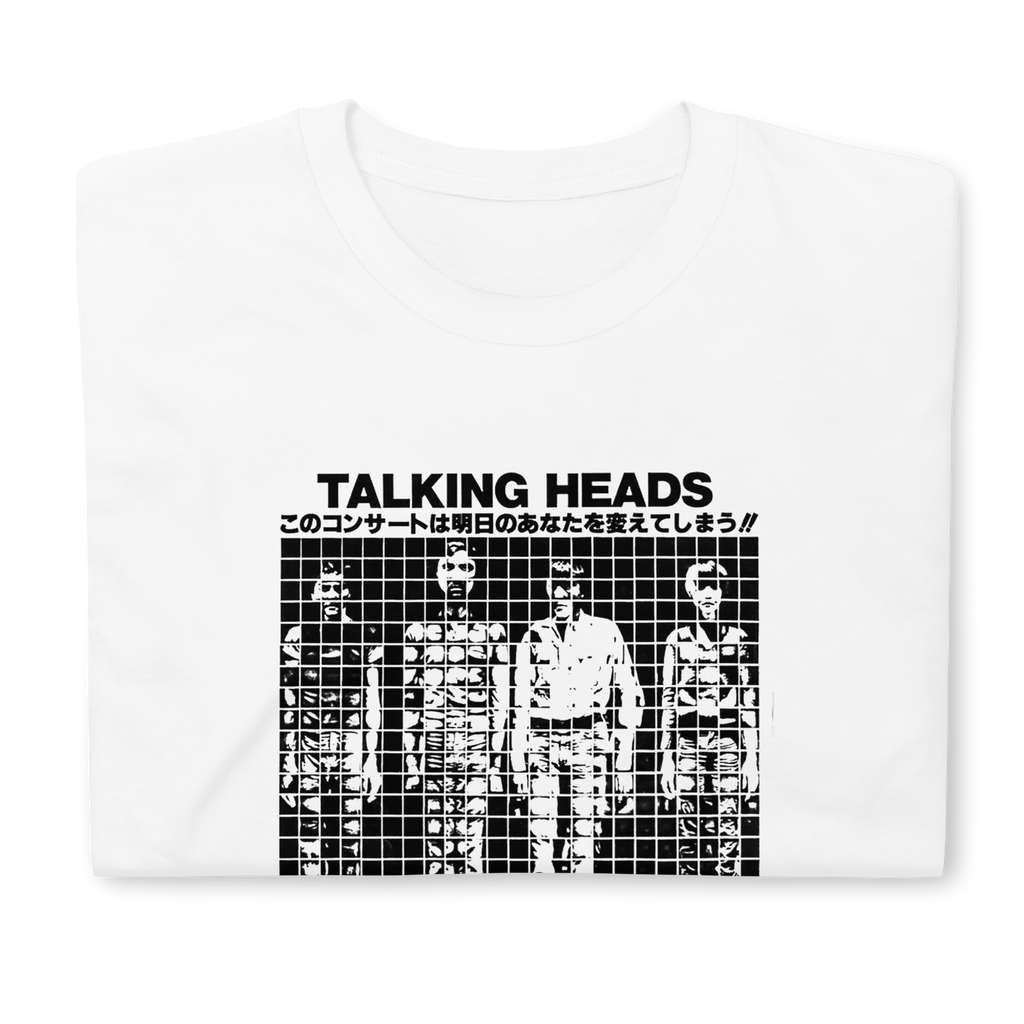 Talking Heads Tokyo Transmission Tee — Vintage Japanese Concert Flyer Graphic on White T-Shirt