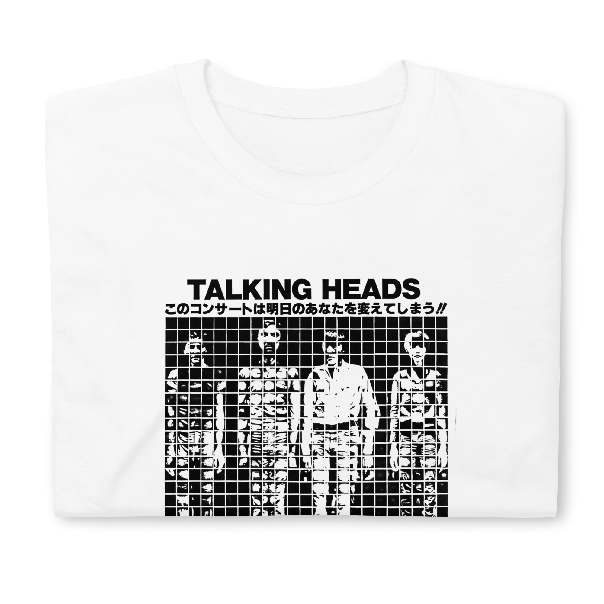 Talking Heads Tokyo Transmission Tee — Vintage Japanese Concert Flyer Graphic on White T-Shirt