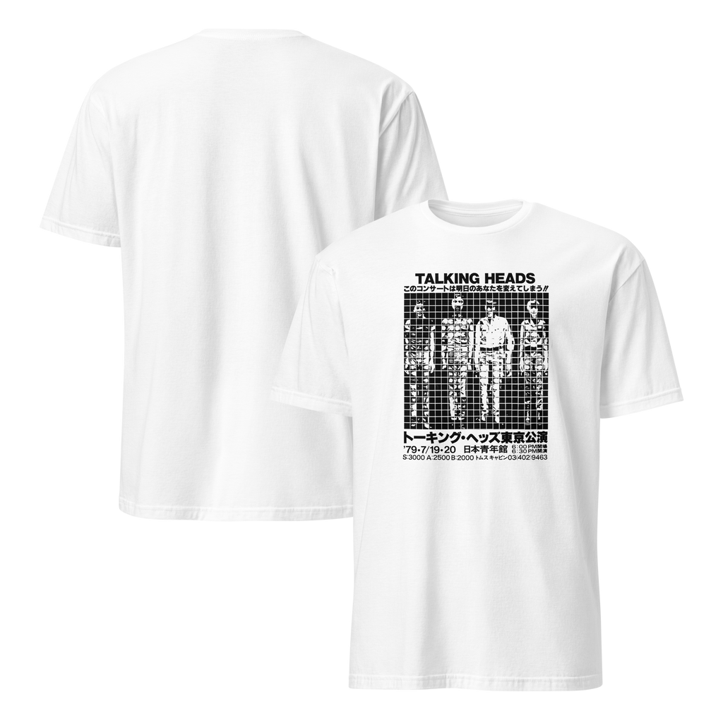 Talking Heads Tokyo Transmission Tee — Vintage Japanese Concert Flyer Graphic on White T-Shirt