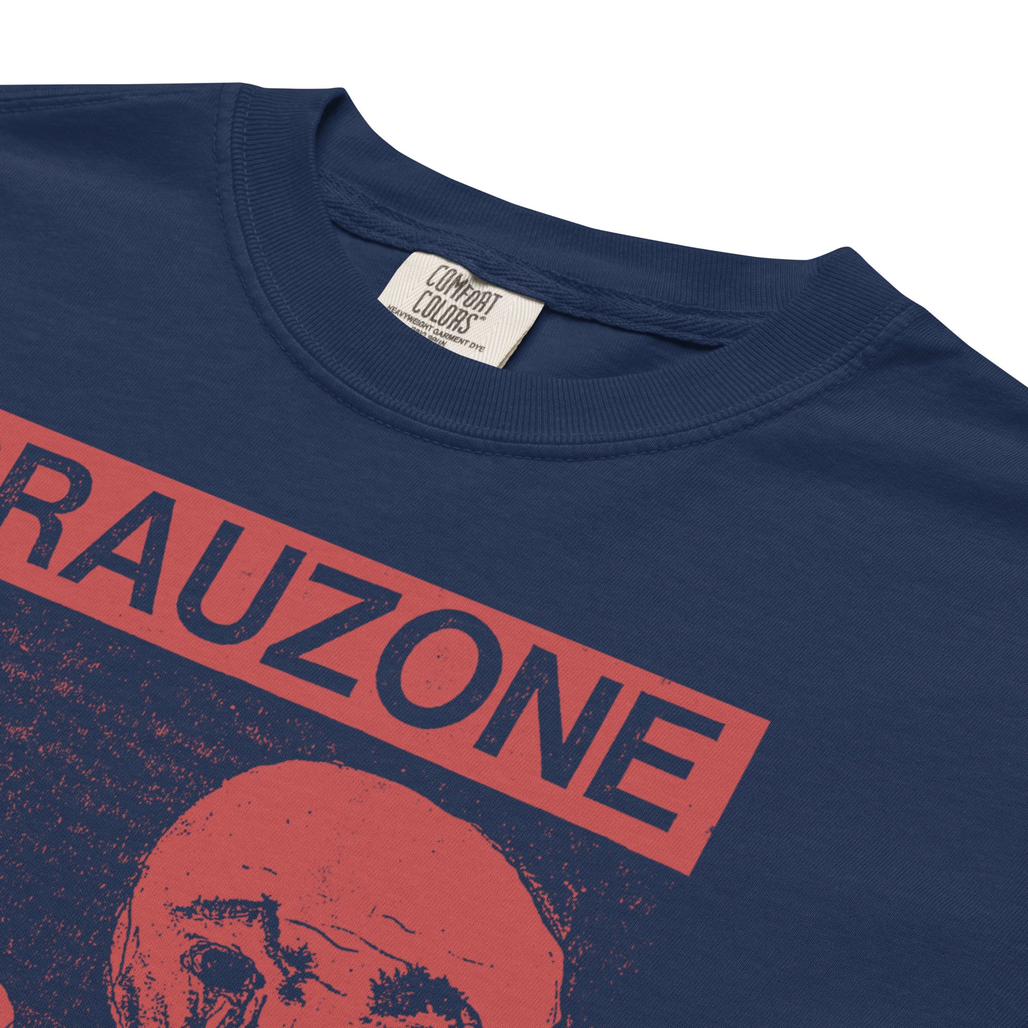 Grauzone “Eisbär Signal” Tee — True Navy Comfort Colors 1717 (Garment-Dyed Minimal Wave Shirt)