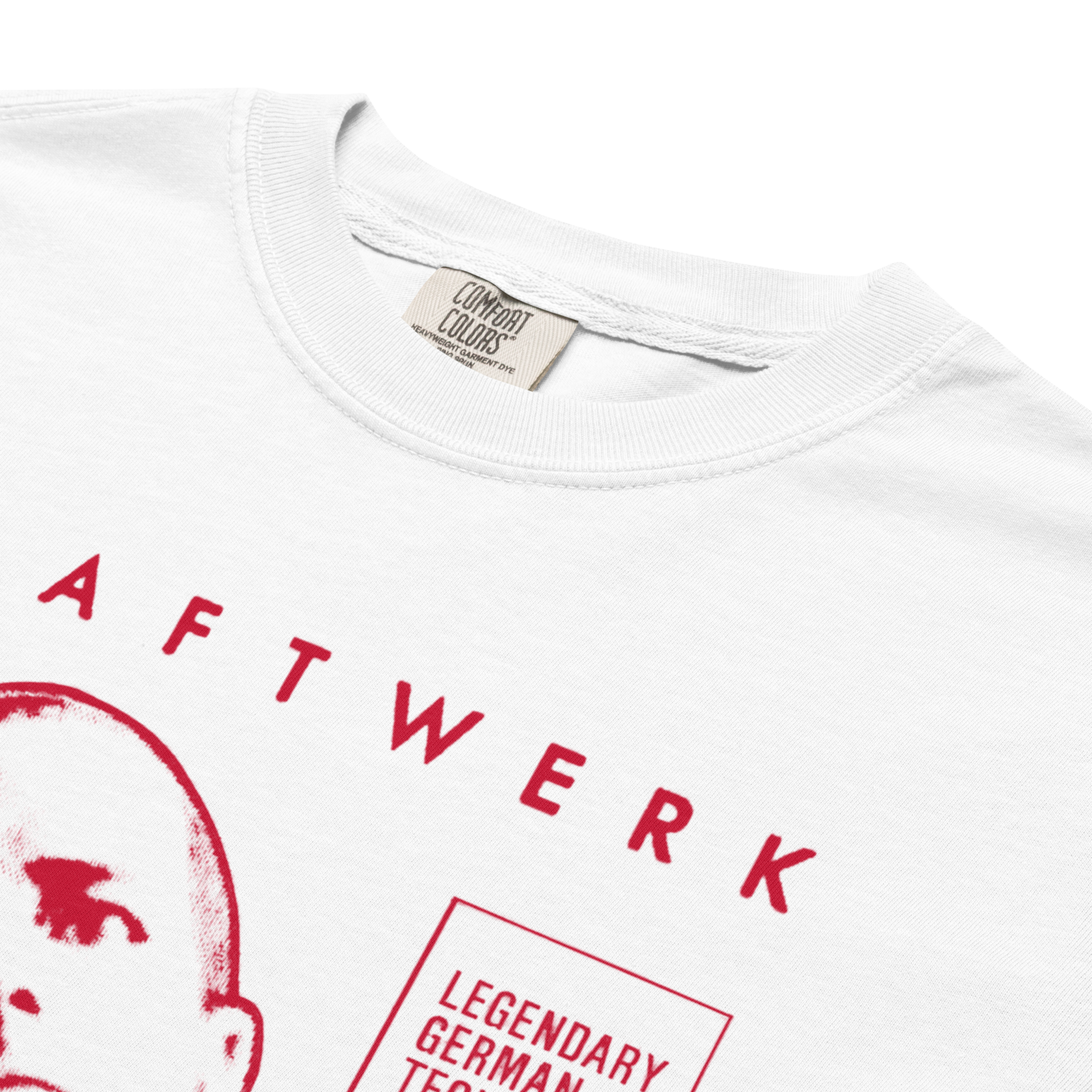 Kraftwerk Archive Flyer Tee — Comfort Colors 1717 (White / Red Print)